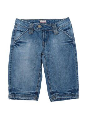 No Boundaries Juniors 3 Blue Denim Jean Bermuda Shorts Y2K Distressed Edges VTG